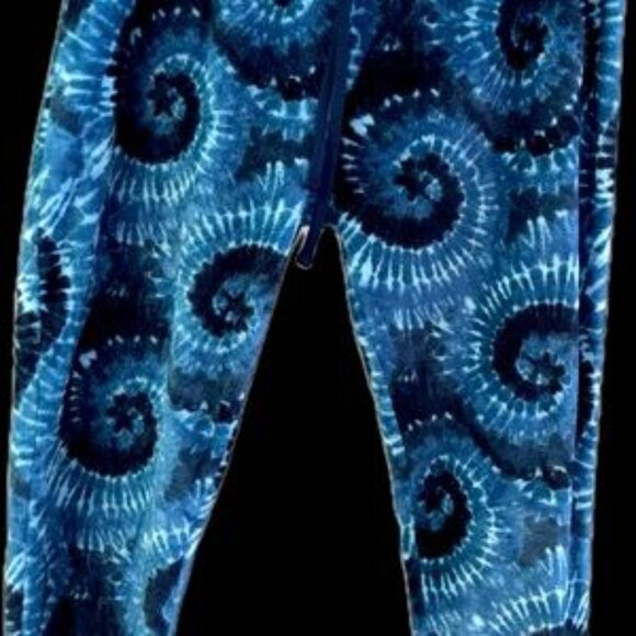 super soft rare flawless fleece Blue Tie-Dye Spiral Pants new Rare xl-xxl nwot - Picture 7 of 9